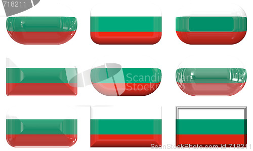 Image of nine glass buttons of the Flag of Bulgaria