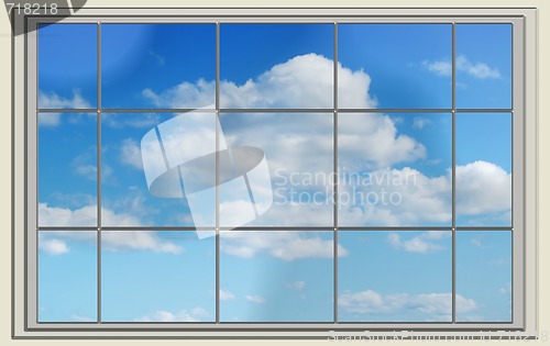 Image of perfect blue sky through the window