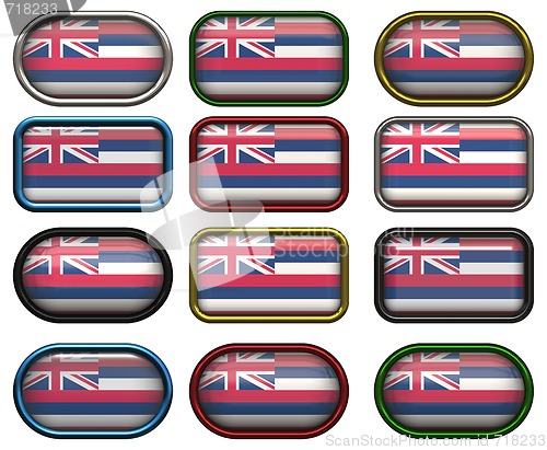 Image of 12 buttons of the Flag of Hawaii