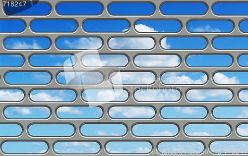 Image of blue sky through the bars