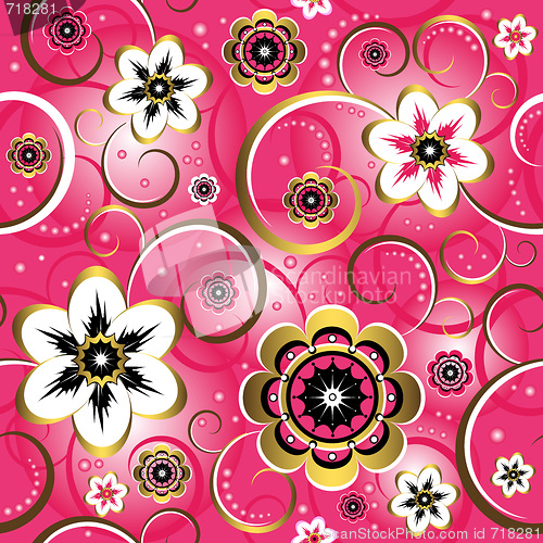 Image of Seamless floral decorative pink pattern