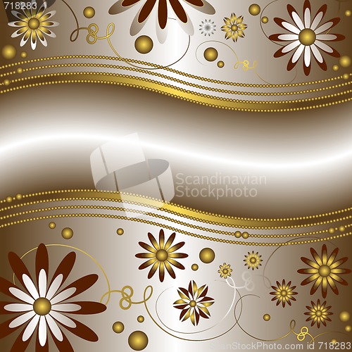 Image of Silvery and golden floral background 