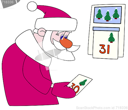 Image of Santa-klaus tears off a calendar leaf