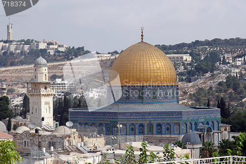 Image of View on old Jerusalem and Dome of the Rock temple