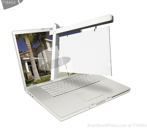 Image of Blank Real Estate Sign & Laptop