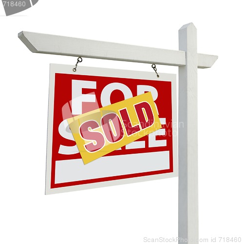 Image of Sold Home For Sale Real Estate Sign on White