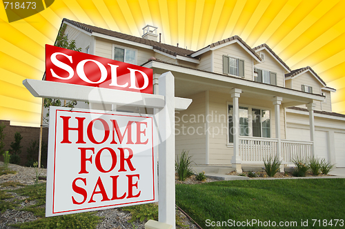 Image of Sold Home For Sale Sign & New House