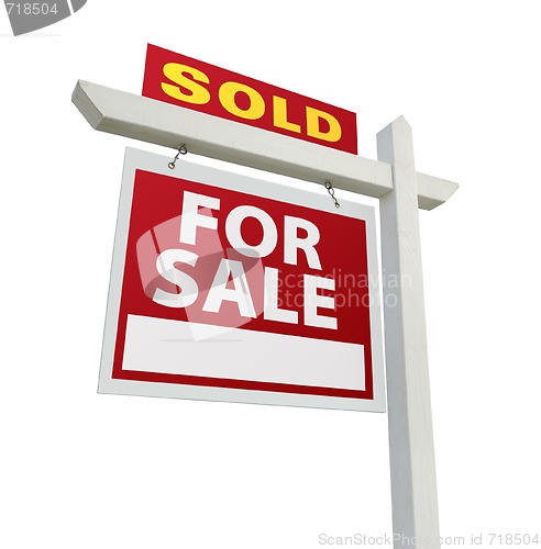 Image of Sold Home for Sale Sign on White