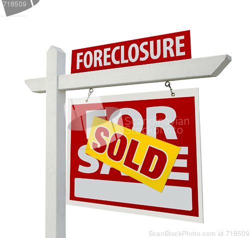 Image of Sold Foreclosure Home For Sale Real Estate Sign Isolated