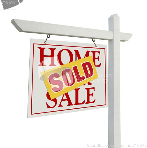 Image of Sold Home For Sale Real Estate Sign on White