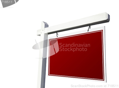 Image of Blank Red Real Estate Sign on White