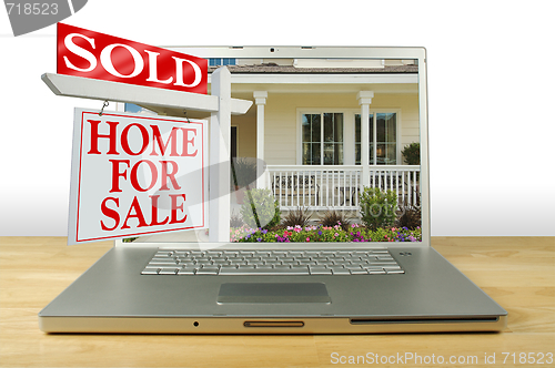 Image of Sold Home For Sale Sign on Laptop