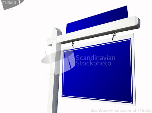 Image of Blank Blue Real Estate Sign on White