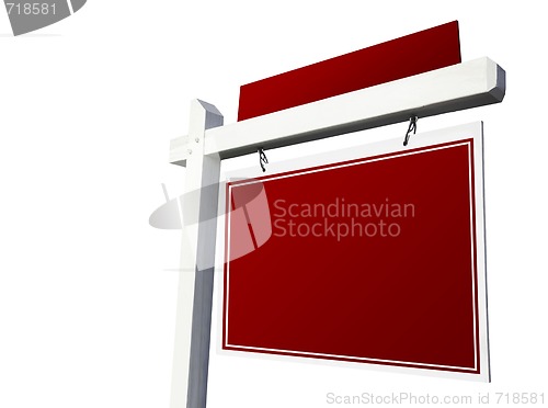 Image of Blank Red Real Estate Sign on White