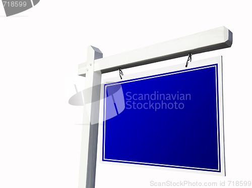 Image of Blank Blue Real Estate Sign on White