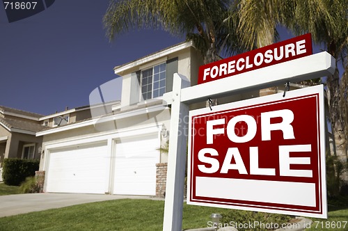 Image of Foreclosure For Sale Real Estate Sign and House