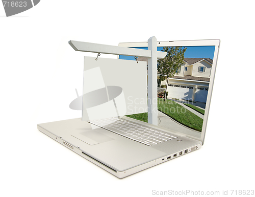 Image of Blank Real Estate Sign & Laptop