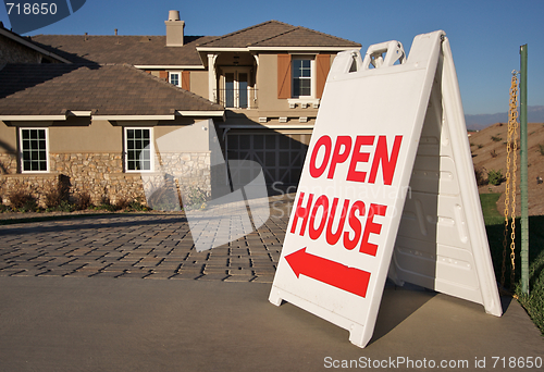 Image of Open House Sign & New Home