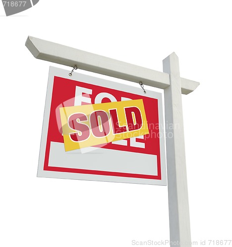 Image of Sold Home For Sale Real Estate Sign on White