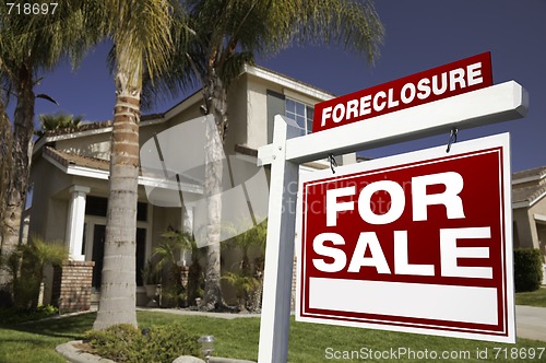Image of Foreclosure For Sale Real Estate Sign and House