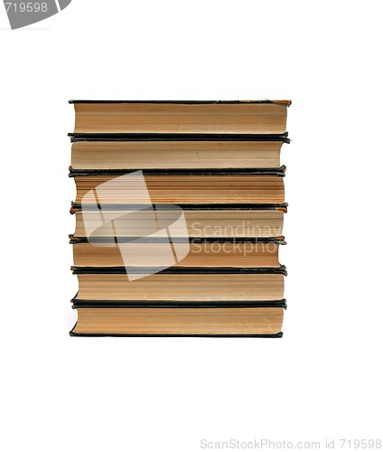 Image of Stack of old books seen from ends isolated 