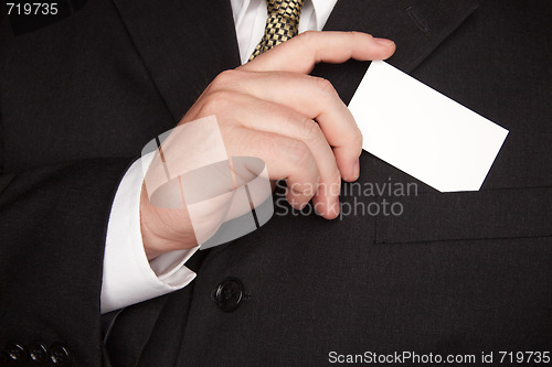 Image of Businessman Holding Blank Business Card