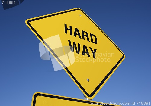Image of Hard Way Yellow Road Sign