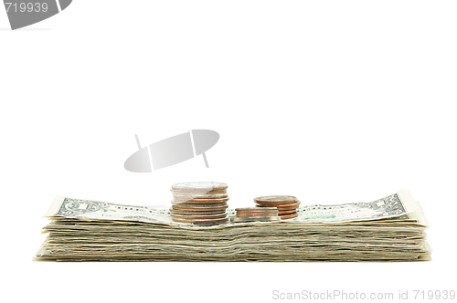 Image of Stack of Money & Coins