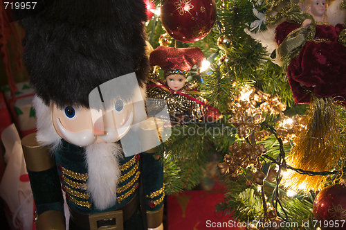 Image of Nutcracker and Christmas Decorations