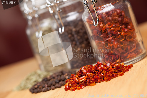 Image of Bottles of Various Spices