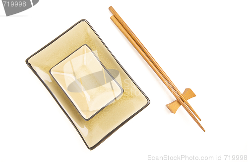 Image of Abstract Chopsticks and Bowls