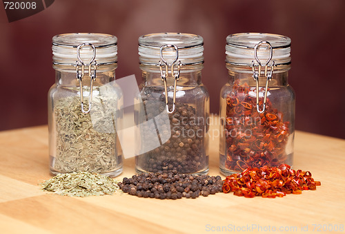 Image of Bottles of Various Spices
