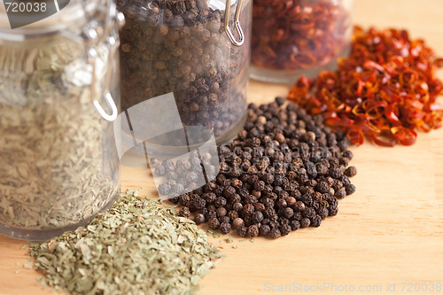 Image of Bottles of Various Spices