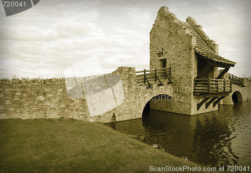 Image of Colorized Ancient Medieval Replica Bridge