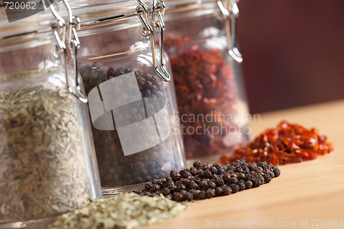 Image of Bottles of Various Spices