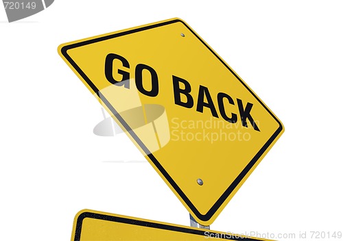 Image of Go Back Yellow Road Sign