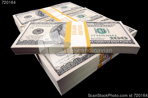 Image of Hundred Dollar Bills On A Black Background