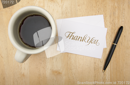 Image of Thank You Note Card, Pen and Coffee