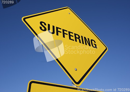 Image of Suffering Yellow Road Sign