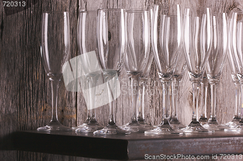 Image of Champagne Flutes on Shelf