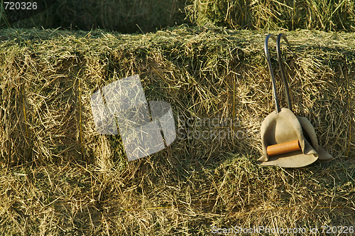 Image of Stacked Straw Hay Bails