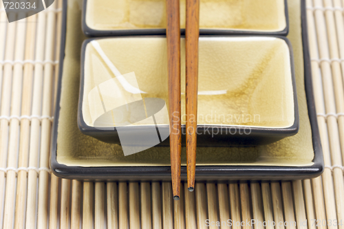 Image of Abstract Chopsticks and Bowls