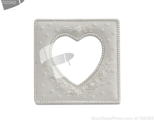 Image of White Heart Shaped Frame on White