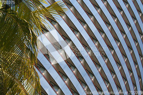 Image of Abstract of reflective high-rise building.