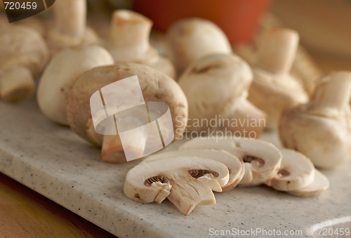 Image of Mushrooms on a Cutting Board