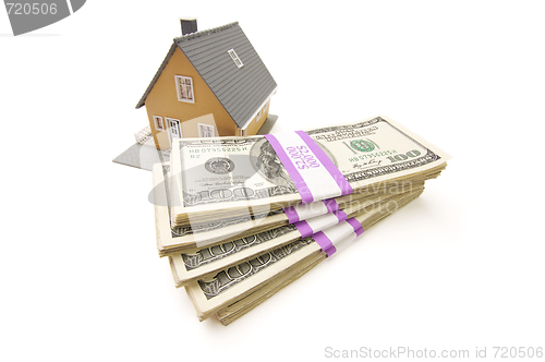 Image of Home and Stacks of Money Isolated