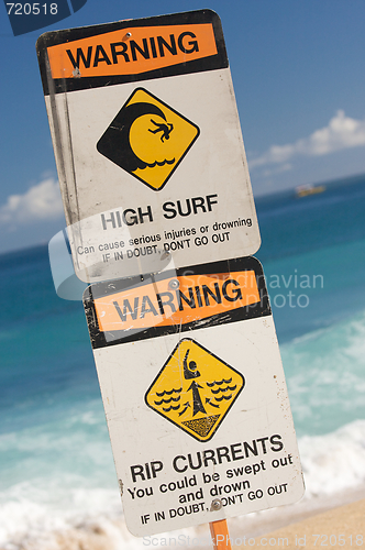 Image of Surf and Currents Warning Sign