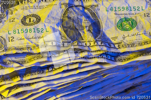 Image of Pile of Crumpled Dollar Bills.