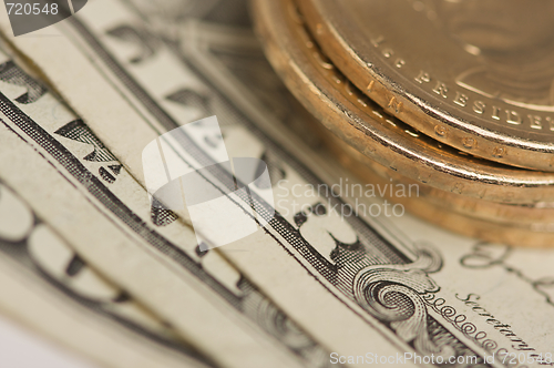 Image of Abstract U.S. Dollar Coins & Bills