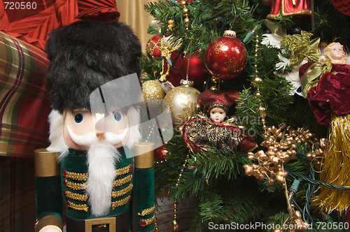 Image of Nutcracker and Christmas Decorations